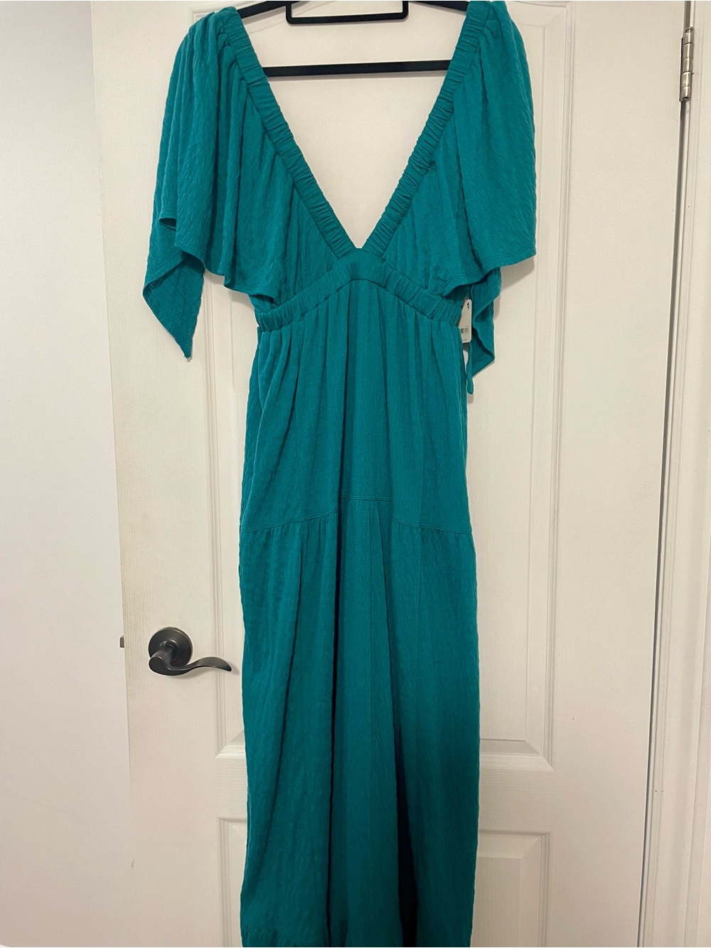 Brand New Free People Teal Ruffled Maxi Dress Size Medium - Picture 4 of 10